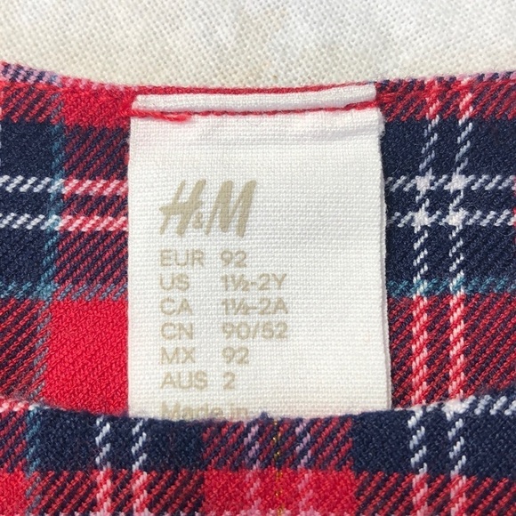 H&M Plaid Sleeveless Dress Red Blue White Gold Size 18-24 months - Picture 6 of 7